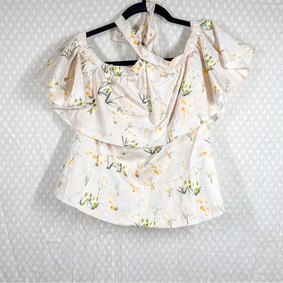 Rebecca Taylor Pink Floral‎ Ruffle Halter Top - Picture 2 of 6